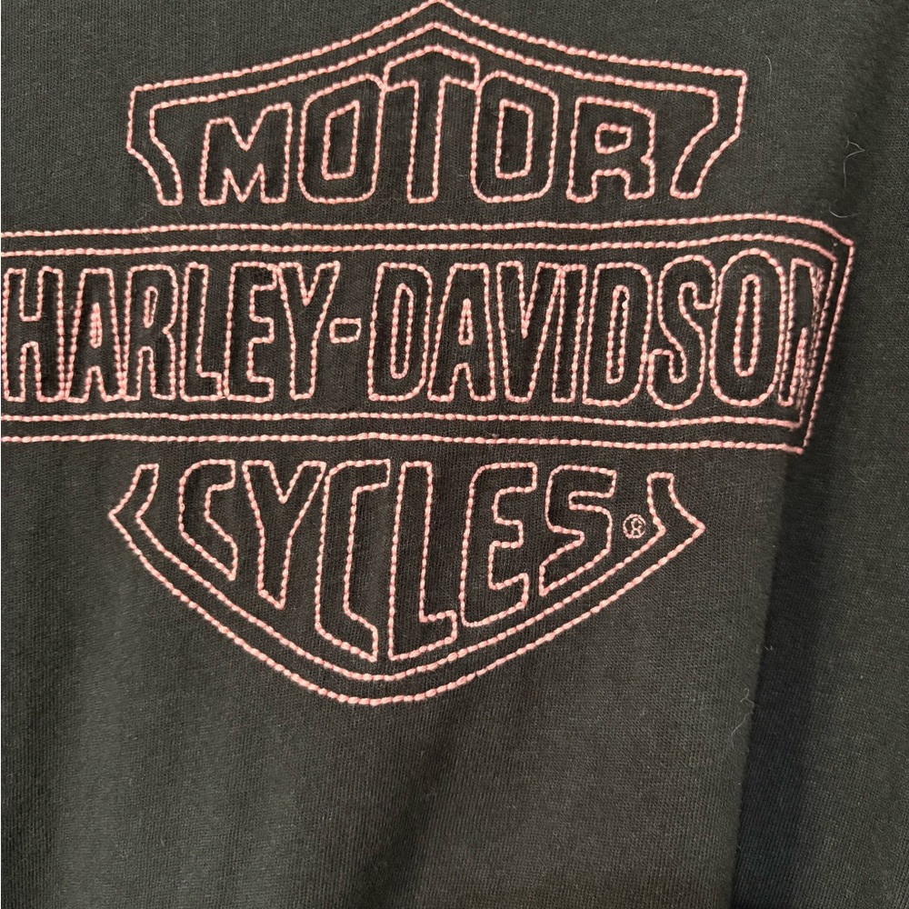 Harley-Davidson Black and Pink Short Sleeve Tee